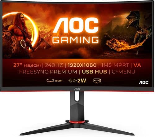 AOC Gaming CQ27G2U - 27 Inch QHD 240Hz, 0.5ms, VA, AMD FreeSync Premium  Curved Monitor