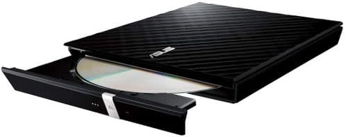 Asus (SDRW-08D2S-U LITE) External Slimline DVD Re-Writer, USB, 8x, Black, Cyberlink Power2Go 7