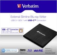 Verbatim Slimline Blu-ray Writer USB 3.1 GEN 1 USB-C