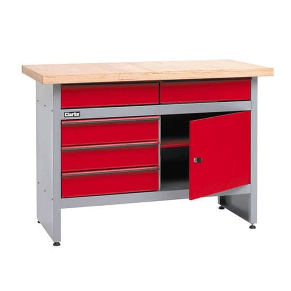 Clarke CWB1205P Workbench With 5 Drawers And Lockable Cupboard