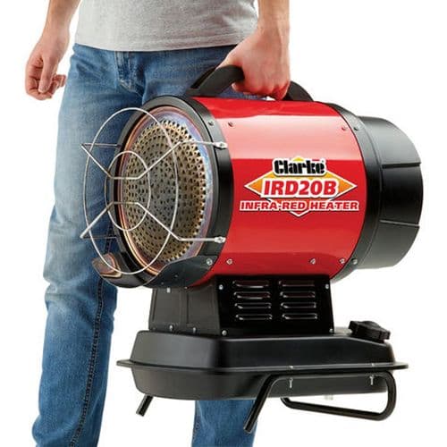 Clarke IRD20B Portable Diesel Infra-red Heater 20Kw / 68000Btu With Ergonomic Handle And Stand