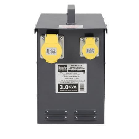 Defender Power E205062 3KVA Heater Transformer 1x 16A 1x 32A 110V~50Hz