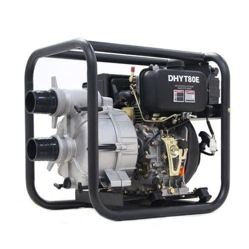 Hyundai DHYT80E Electric Start Diesel Engine Trash Water Pump 296cc 880L/m