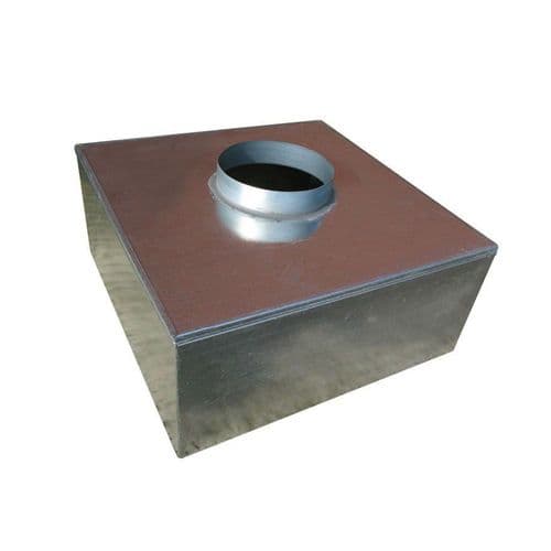 Metal 200mm Plenum Box 150mm Top Entry Spigot with Spot Welded and Primed Seam Joints