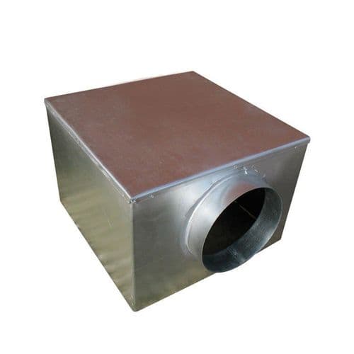Metal 560mm Plenum Box with 200mm Side Entry Spigot with Spot Welded and Primed Seam Joints
